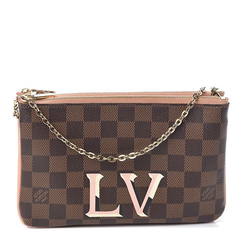 louis vuitton damier ebene double zip pochette|louis vuitton damier ebene wristlet.